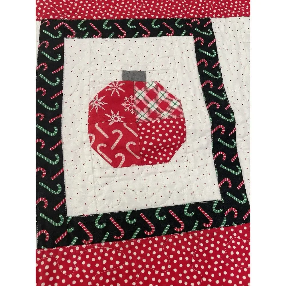 Handmade Quilted Christmas Table Runner Patchwork Ornaments Presents Farmhouse
